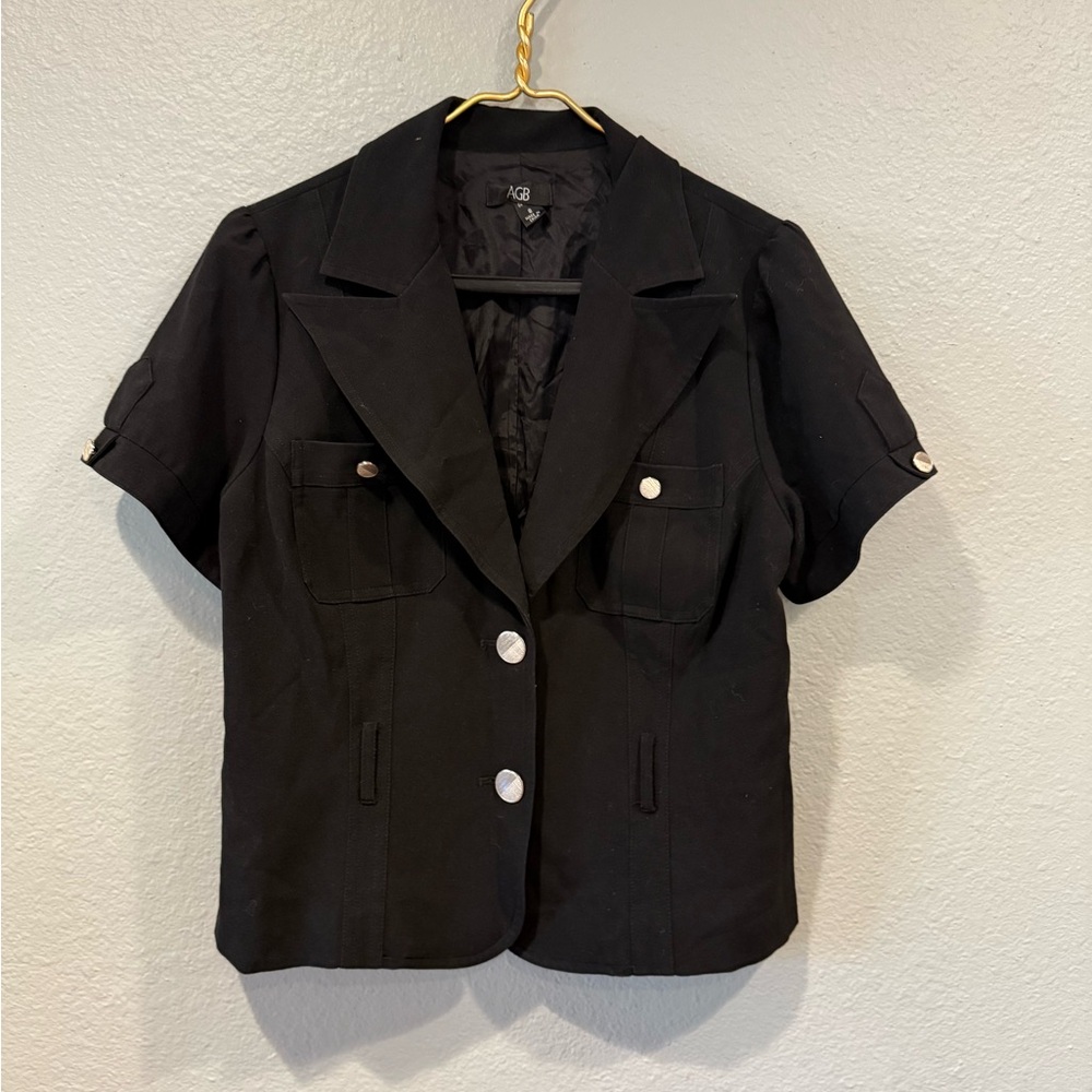 AGB Women's Black Short Sleeve Blazer